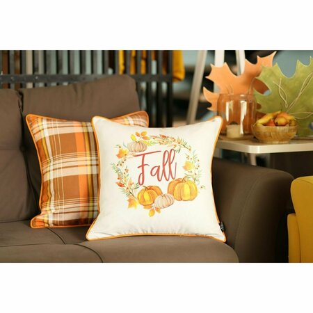 ESCENOGRAFIA 18 in. Fall Thanksgiving Pumpkin Throw Pillow Cover, Multicolor, 2PK ES1879487